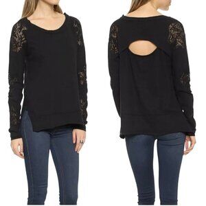 Free People Outer Sunset Top Black Lace Detail Cut Out Back Size XS